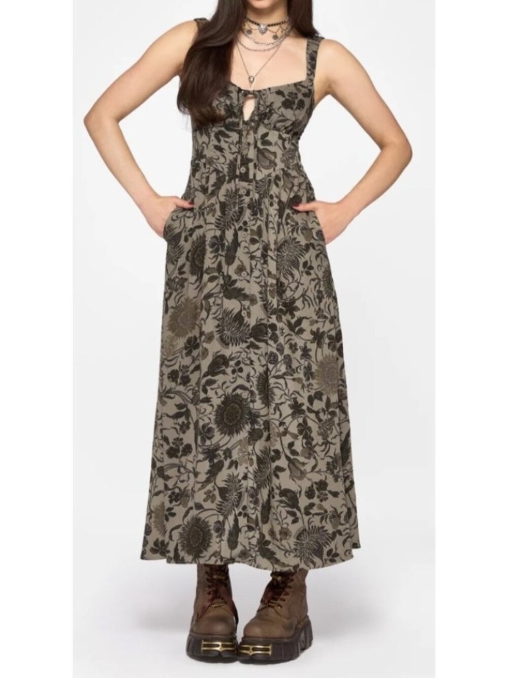Disturbia Hecate Batik Women's Sz 18 Floral Cami Midaxi Dress